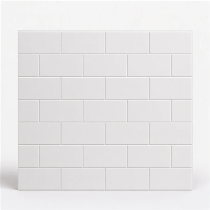 White metro straight lay subway tile effect PVC wall panel